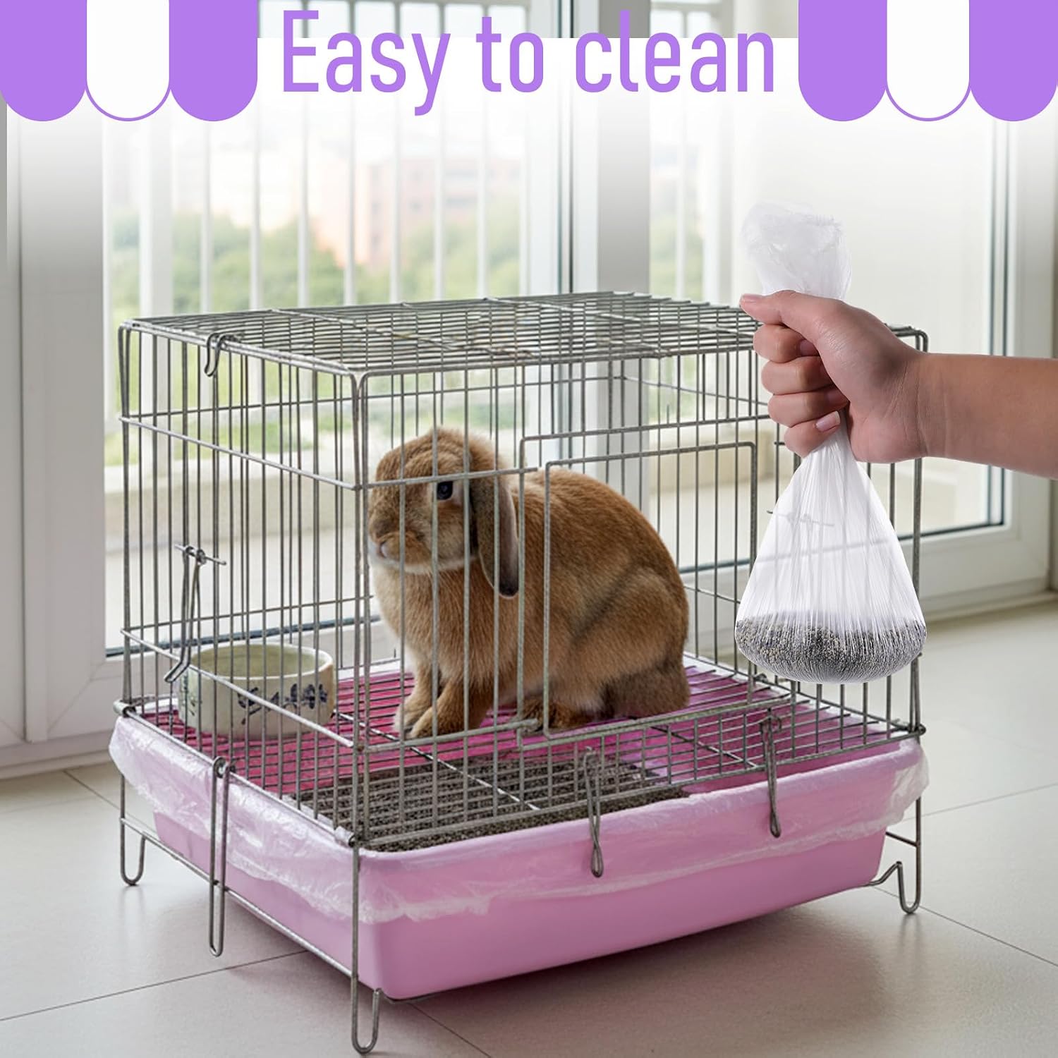Top view of 50 pieces small animal cage liners stack