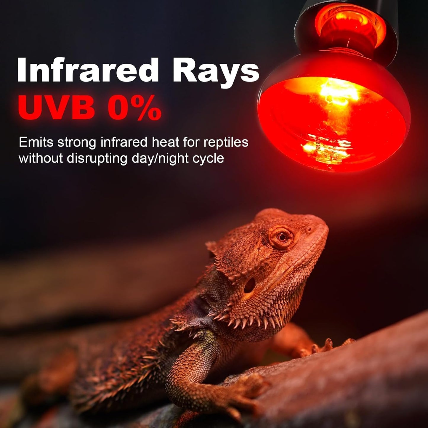 MIXJOY reptile red heat emitter bulb showing the durable copper plated E26 screw base close up.