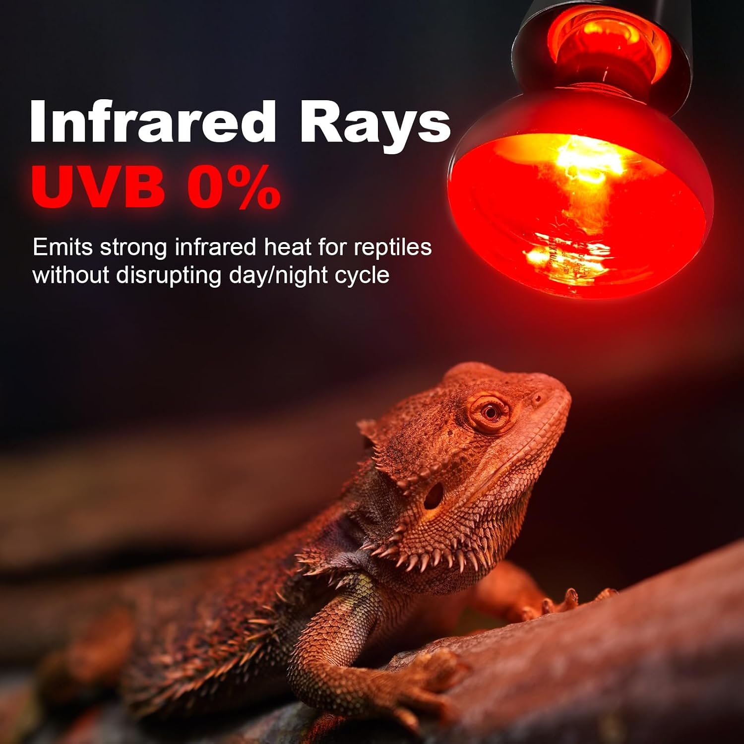 MIXJOY reptile red heat emitter bulb showing the durable copper plated E26 screw base close up.