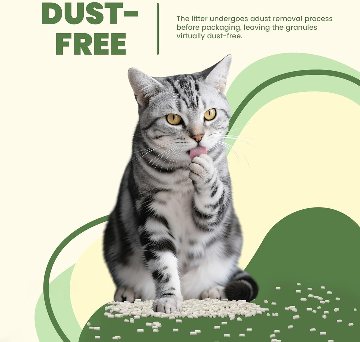 Educational graphic showing how dehydrating pellets separate urine