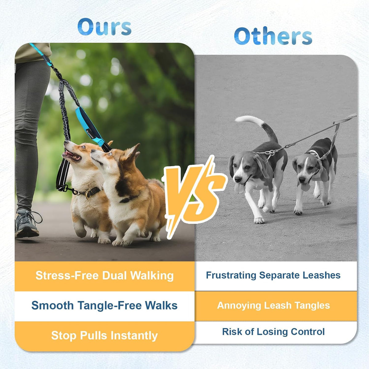 Leosasa heavy duty dual pet training lead configured as a secure car seatbelt during a drive.