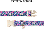 Lionet Paws floral collar metal D-ring detail