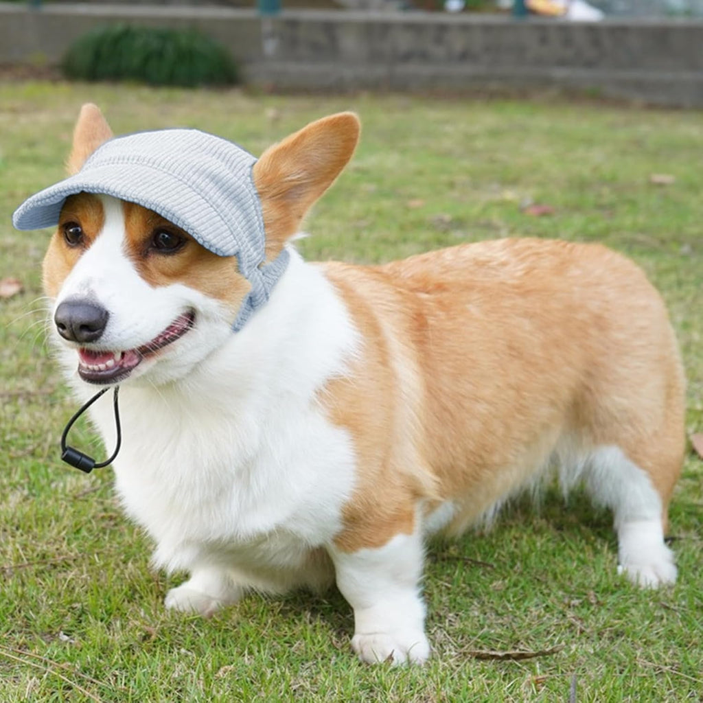 Close up of breathable corduroy fabric on pet baseball cap