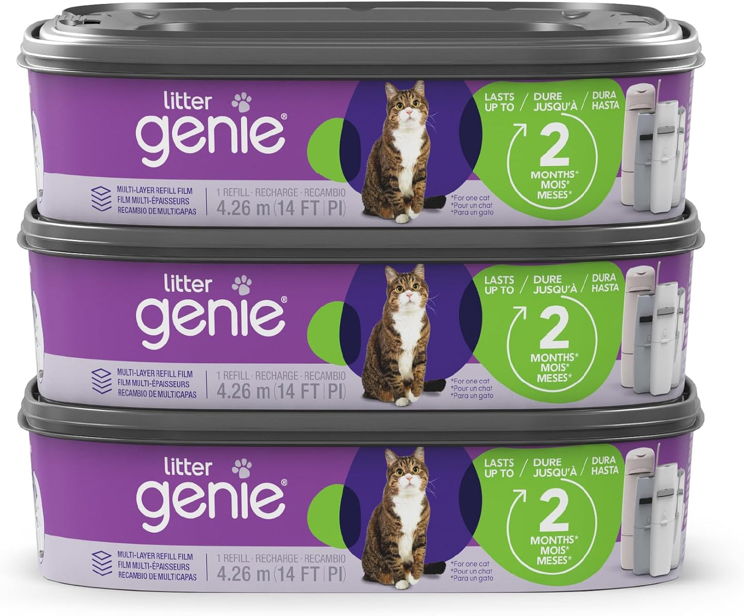 Litter Genie Refill Bags 14 FT (1-Pack) Multi-Layers Of Odor-Barrier Technology 1 Square Refill Cartridge Lasts Up To 2 Months Per Cat - Image 11