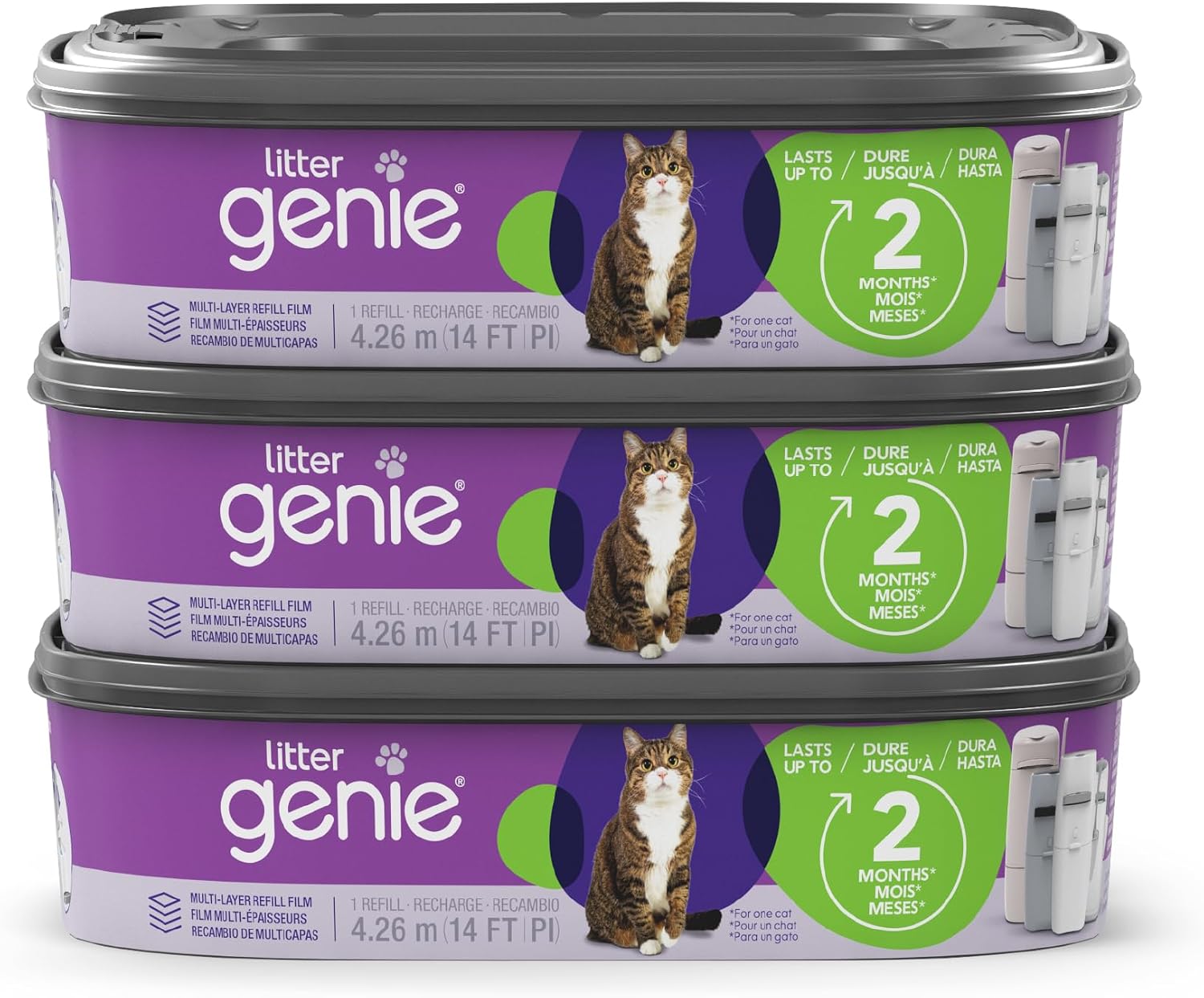 Litter Genie Refill Bags 14 FT (1-Pack) Multi-Layers Of Odor-Barrier Technology 1 Square Refill Cartridge Lasts Up To 2 Months Per Cat - Image 11