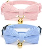 2 Pack Soft Corduroy Cat Collars with Bow Tie & Bell Adjustable Breakaway Kitten Bowtie Collar for Girl Boy Cats(Orange & Green) - Image 14