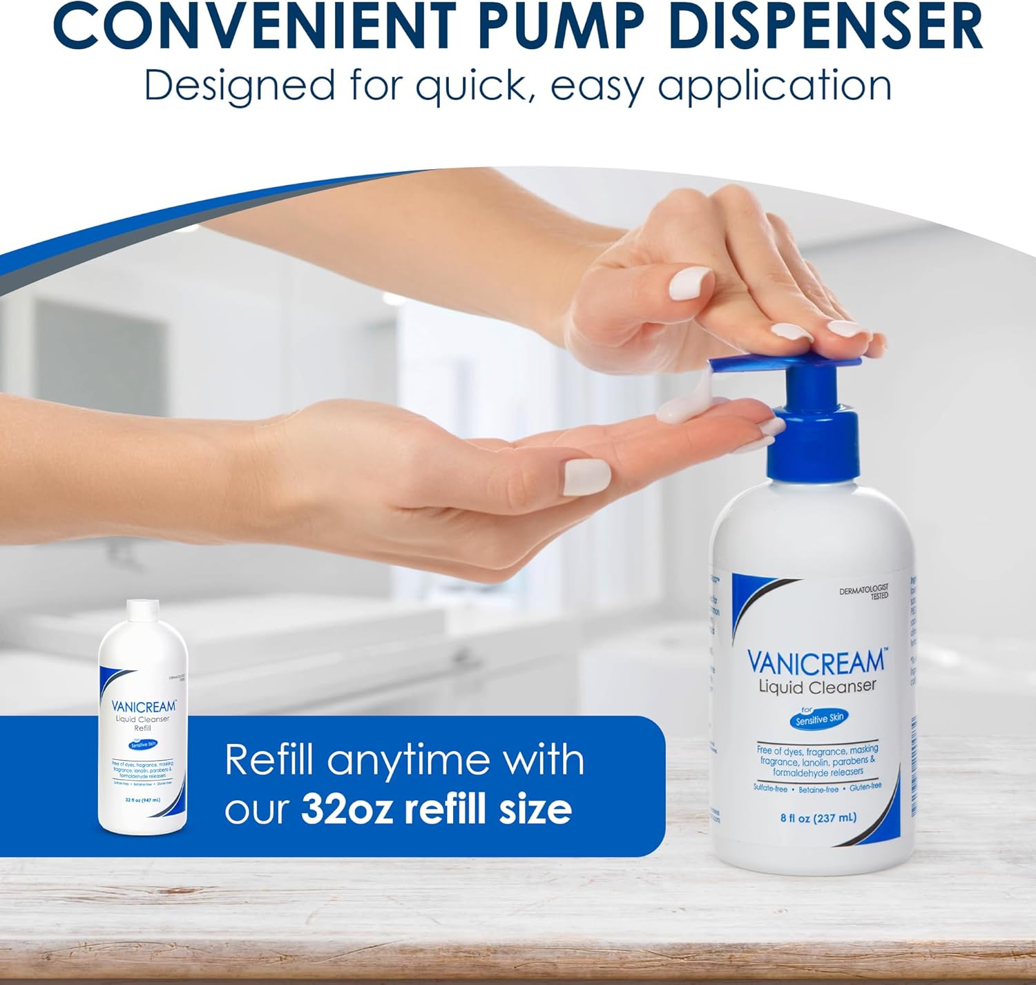 Vanicream liquid cleanser non comedogenic formula texture and packaging details
