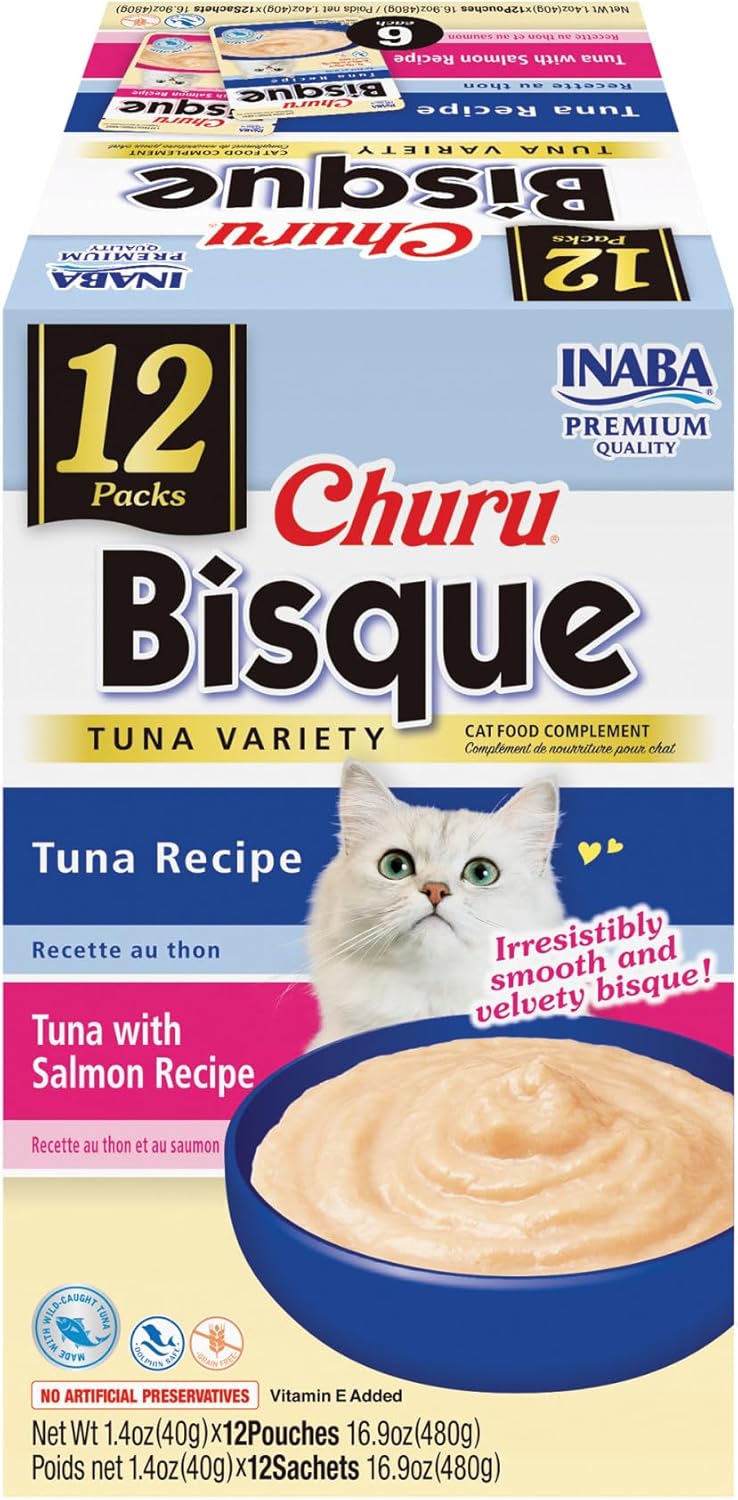 INABA Churu Bisque for Cats, Creamy Lickable Pure Side Dish with Vitamin E, 1.4 Ounces per Pouch, 12 Pouches, Tuna & Chicken Variety - Image 15