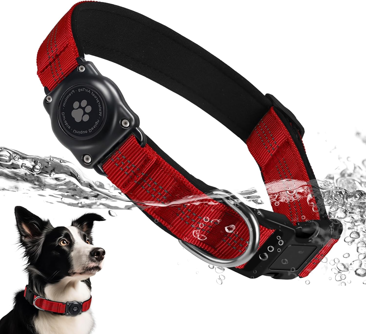 Upgraded AirTag Dog Collar, IP68 Waterproof Air Tag Dog Collar Holder, Reflective, Ultra-Durable, Comfortable Padded, Heavy Duty Dog Collars for Small Medium Large Dogs (M (12.6"-17.1"), Blue) - Image 12