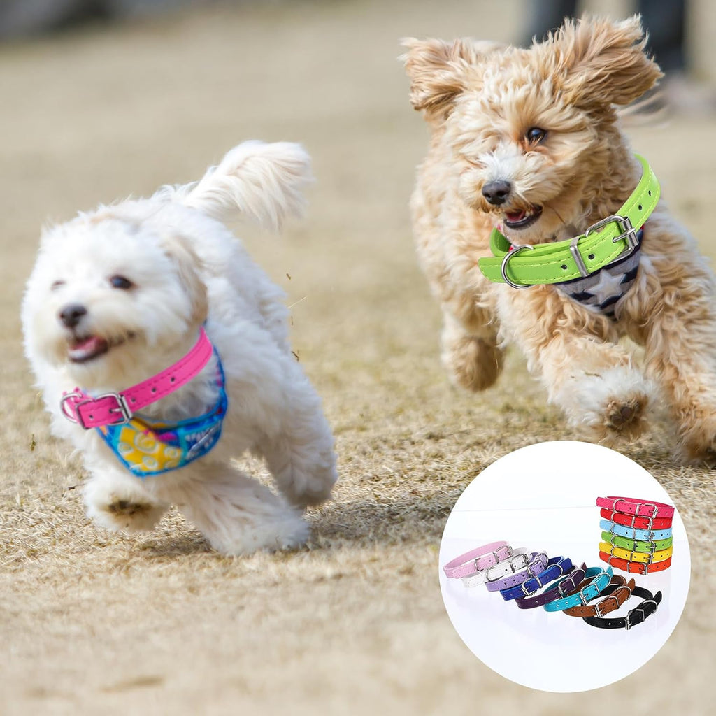 Pack of sixteen HOFURME leather whelping collars showing two pieces of each unique color