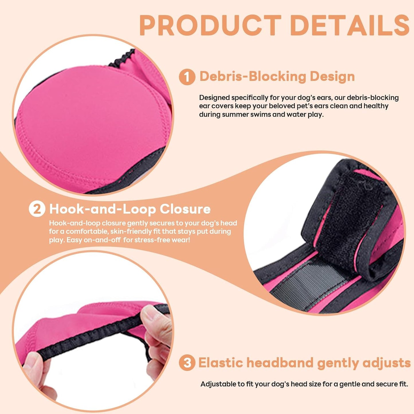 Dog Ear Muffs Noise Protection, No-Shake Ear Wrap for Hematoma Care, Bathing, Drying, Swimming & Noise Anxiety Relief (Rose Red, Small) - Image 5