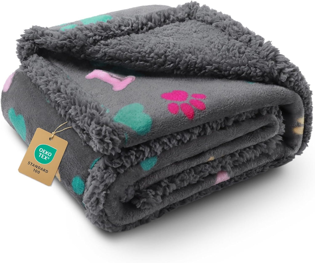 Luciphia Waterproof Pet Blankets for Couch Sofa Bed Cover Cat Liquid Pee Proof Washable Soft Fluffy Large Dog Blanket Reversible Furniture Protection Puppy Grey Paw Thicken Small40" x 28" - Image 11