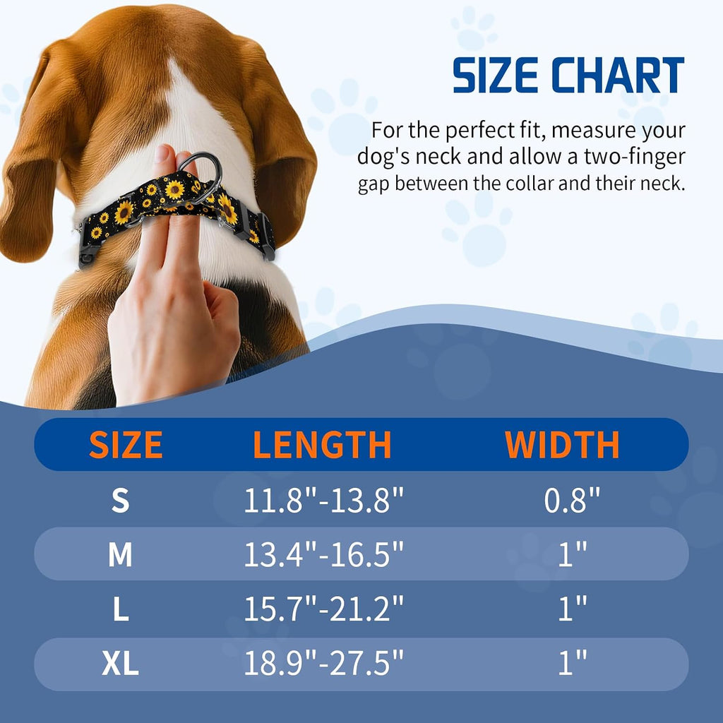 Kazazoo Martingale Collar for Dogs with Quick Release Buckle Adjustable Soft Durable Dog Collar for Medium Dogs No Pull Training Dog Collars-Black Sunflower M - Image 9