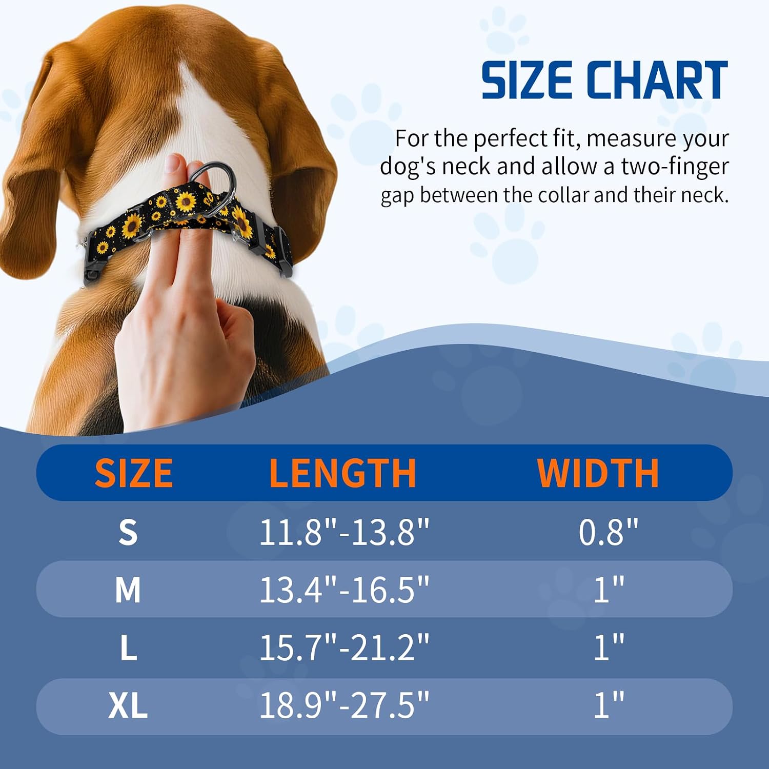 Kazazoo Martingale Collar for Dogs with Quick Release Buckle Adjustable Soft Durable Dog Collar for Medium Dogs No Pull Training Dog Collars-Black Sunflower M - Image 9