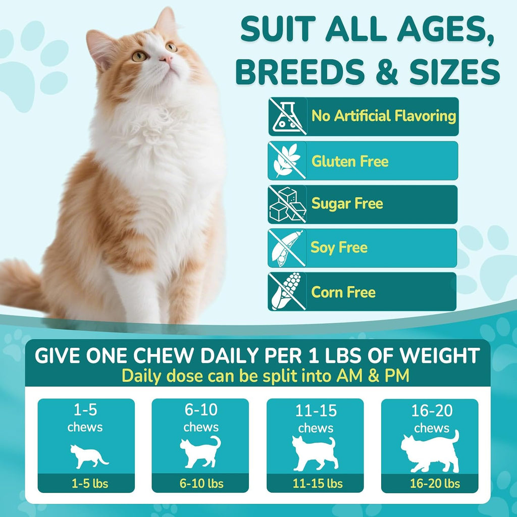 Woyamay chicken and cheese flavor feline flea repellent supplement nutritional facts side view.