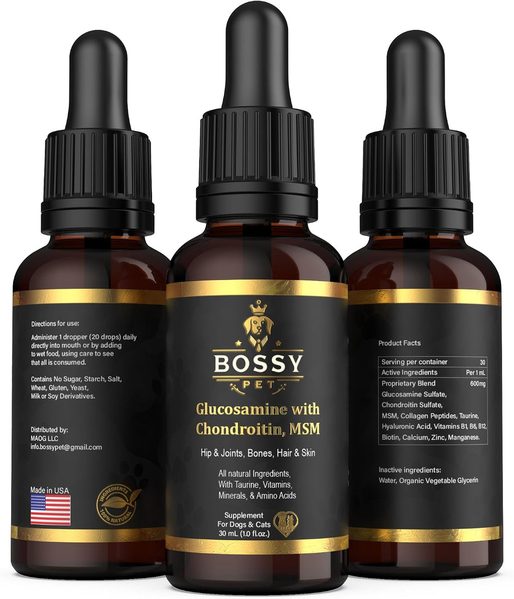 Bossy Pet liquid supplement dropper bottle for pets