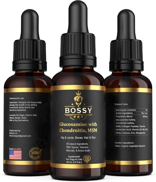 Bossy Pet liquid supplement dropper bottle for pets