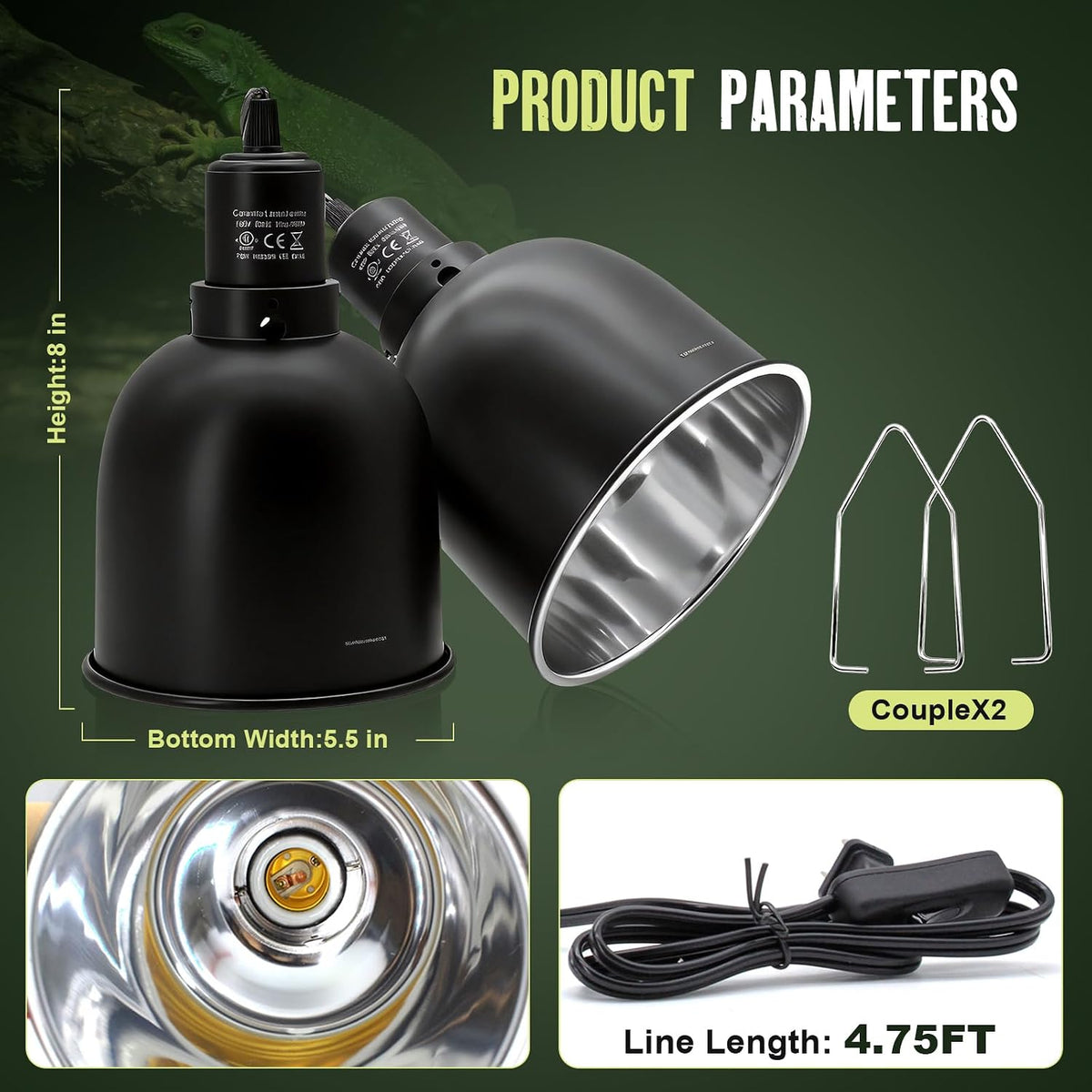 Top ventilation holes on Mecesor reptile habitat lighting system