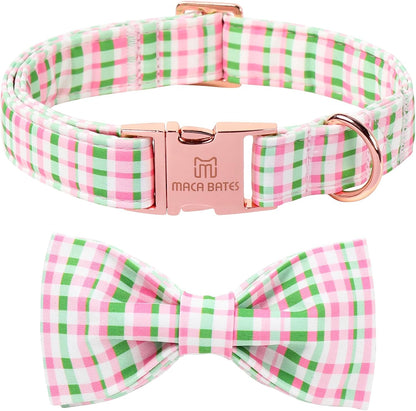 Maca Bates Cherry Pink Dog Collar with Cute Solid Sailor Bow Tie for Small Girl Boy Dogs,Girly Adjustbale Durable Breakaway Soft Collars with Bowtie for Female Male Puppy,Pet with Metal Buckle - Image 10