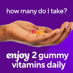 Vitafusion fiber gummies jar with daily health highlights