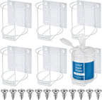 Tandefio 6 Pcs Wall Mounted Wipe Holders front view showing white metal design