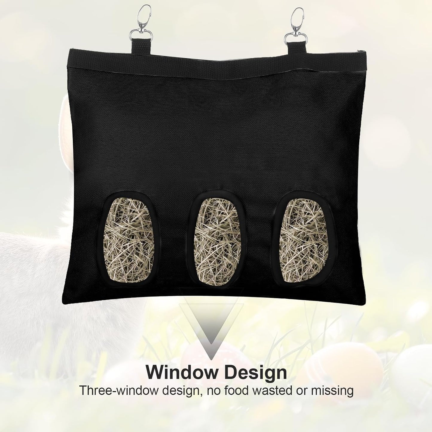 2PCS Rabbit Hay Feeder,3 Hole Hay Bag for Rabbits, Washable Hanging Small Animal Feeder for Guinea Pig Bunny Chinchillas Hamsters and Other Pets - Image 4