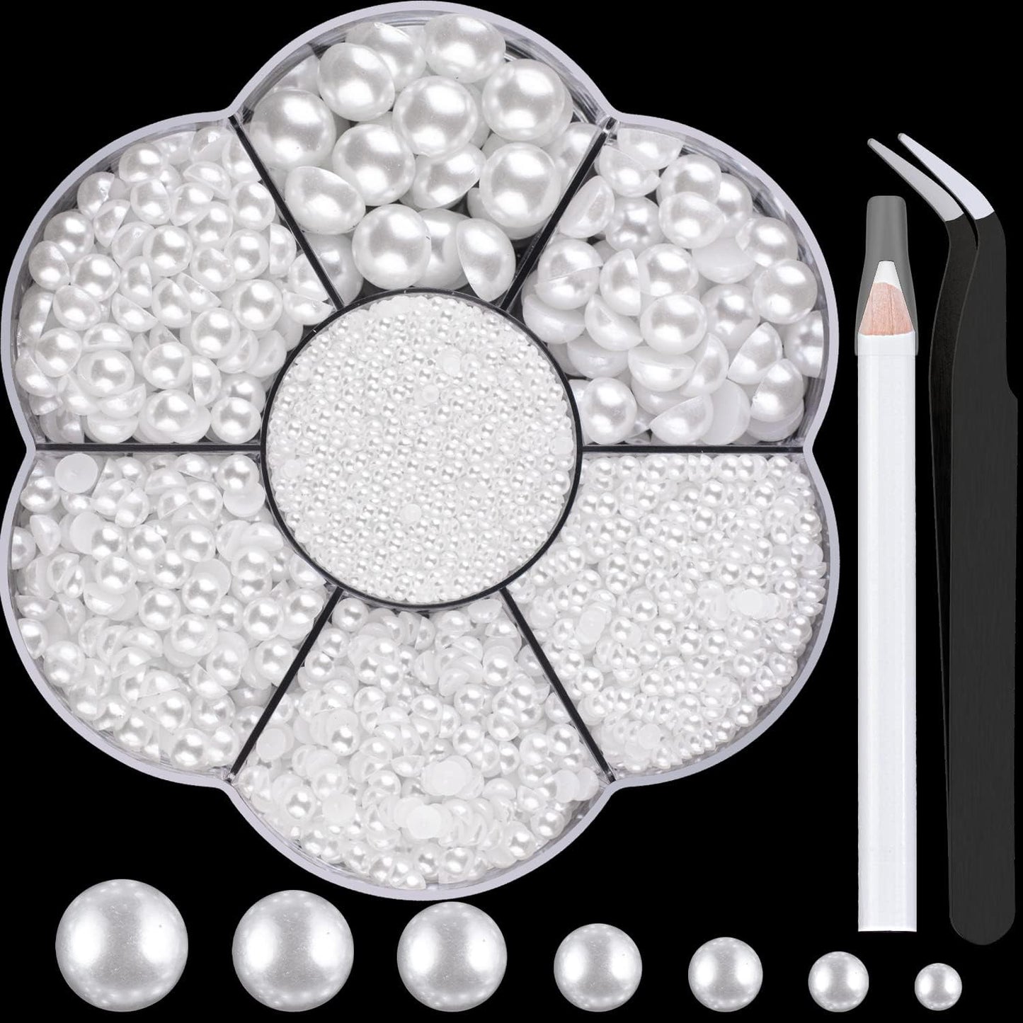 Belleboost nail art pearl kit box with tweezers and picker tools