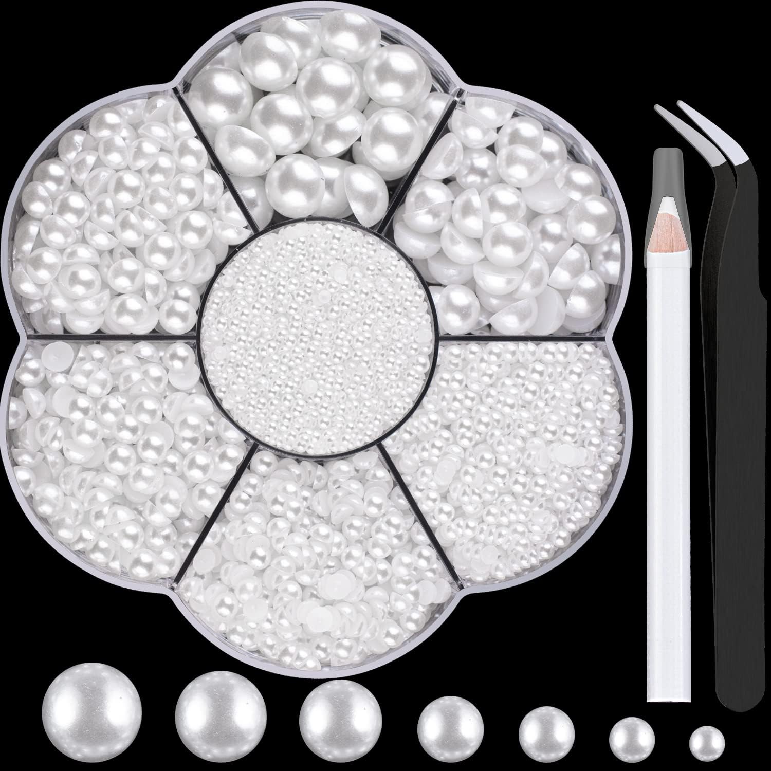Belleboost nail art pearl kit box with tweezers and picker tools