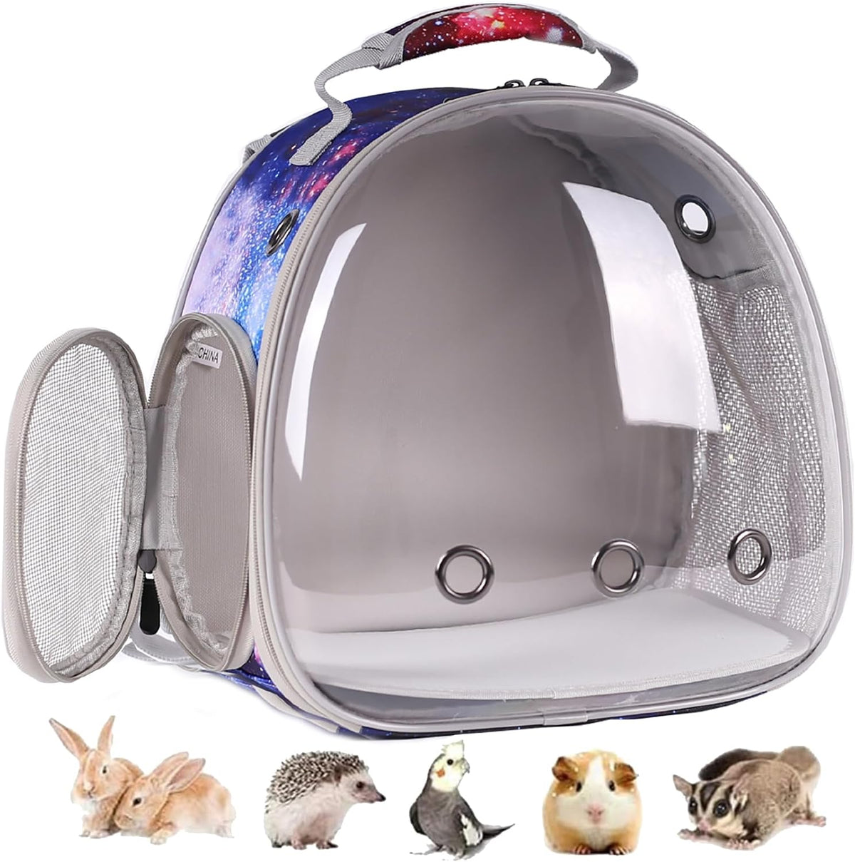 Person wearing the comfortable hands-free bearded dragon carrier outdoors.