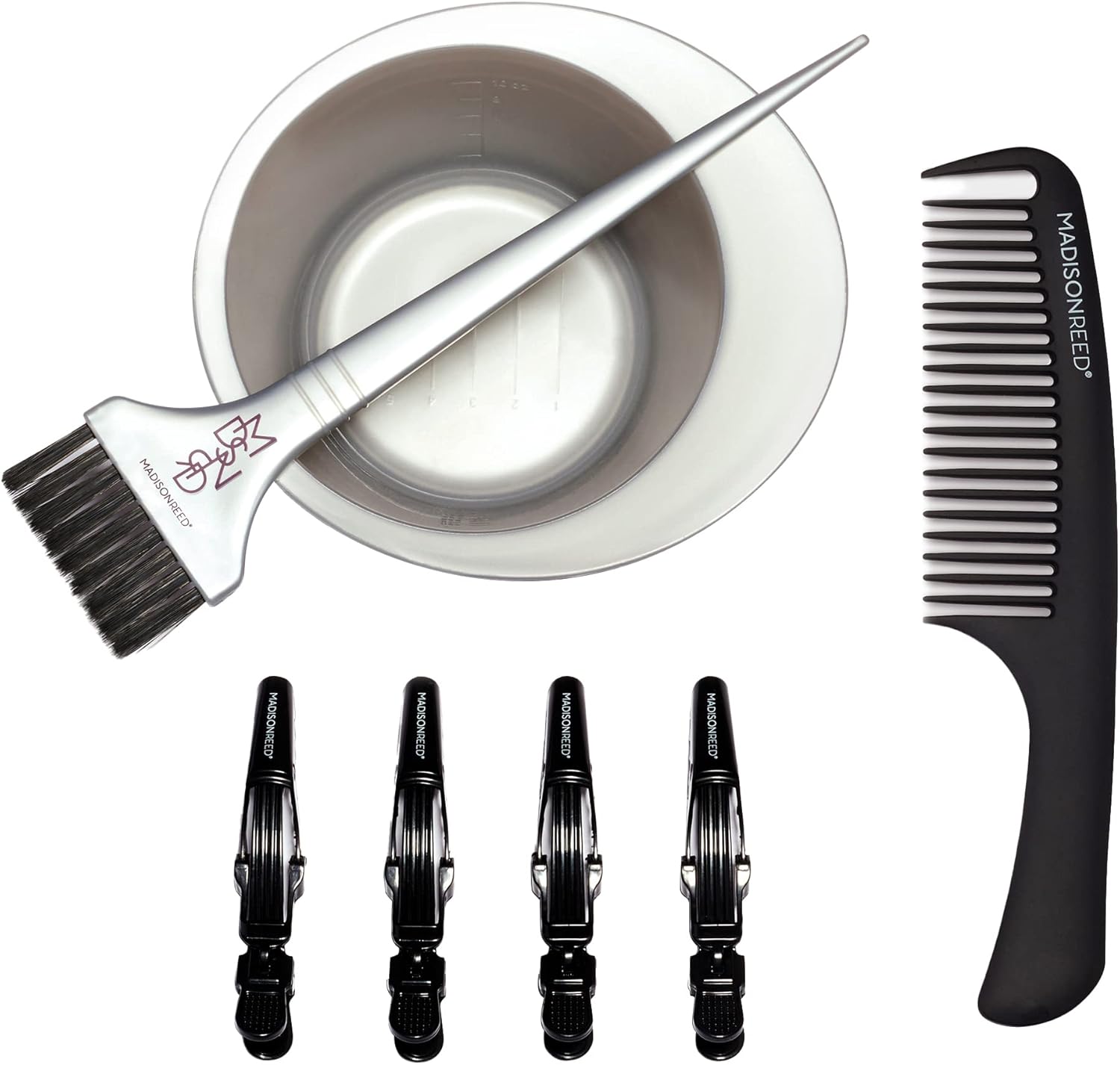 Madison Reed Pro Color Tool Kit front view showing the complete 7 piece DIY salon hair coloring accessories set.