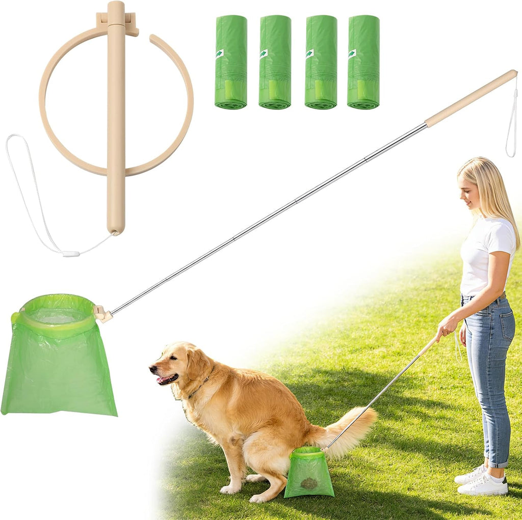 Dog Pooper Scooper, 43" Extendable Pooper Scooper Long Handle with Bag Attachment(120pcs), Portable Poop Scoop for Small Medium Large Dogs, No Touch Avoid Bending Over, Suit for Yard, Park, Wild,City - Image 10