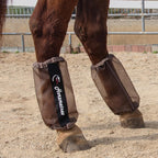 Durable hook and loop straps on breathable horse leg guards