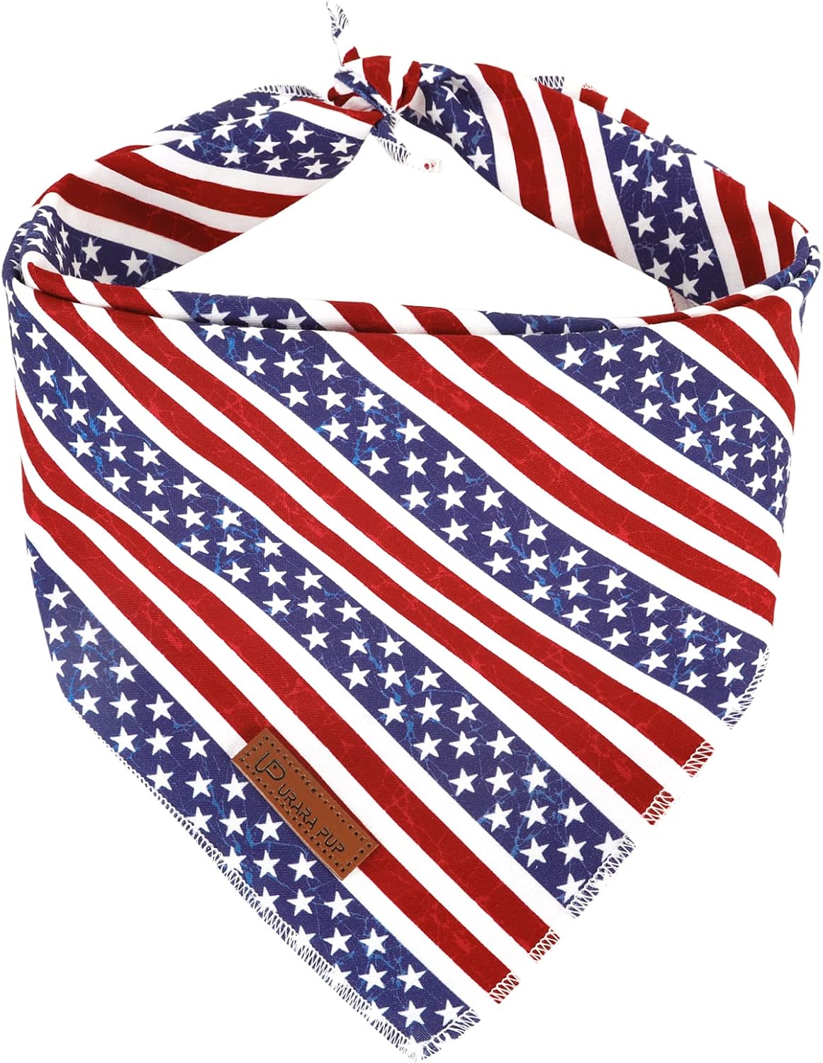 UP URARA PUP American flag dog bandana front view on a small puppy