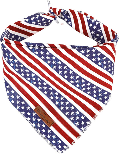 UP URARA PUP American flag dog bandana front view on a small puppy