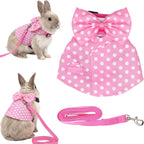 Kutyndrix bunny harness and leash set front view pink polka dots style