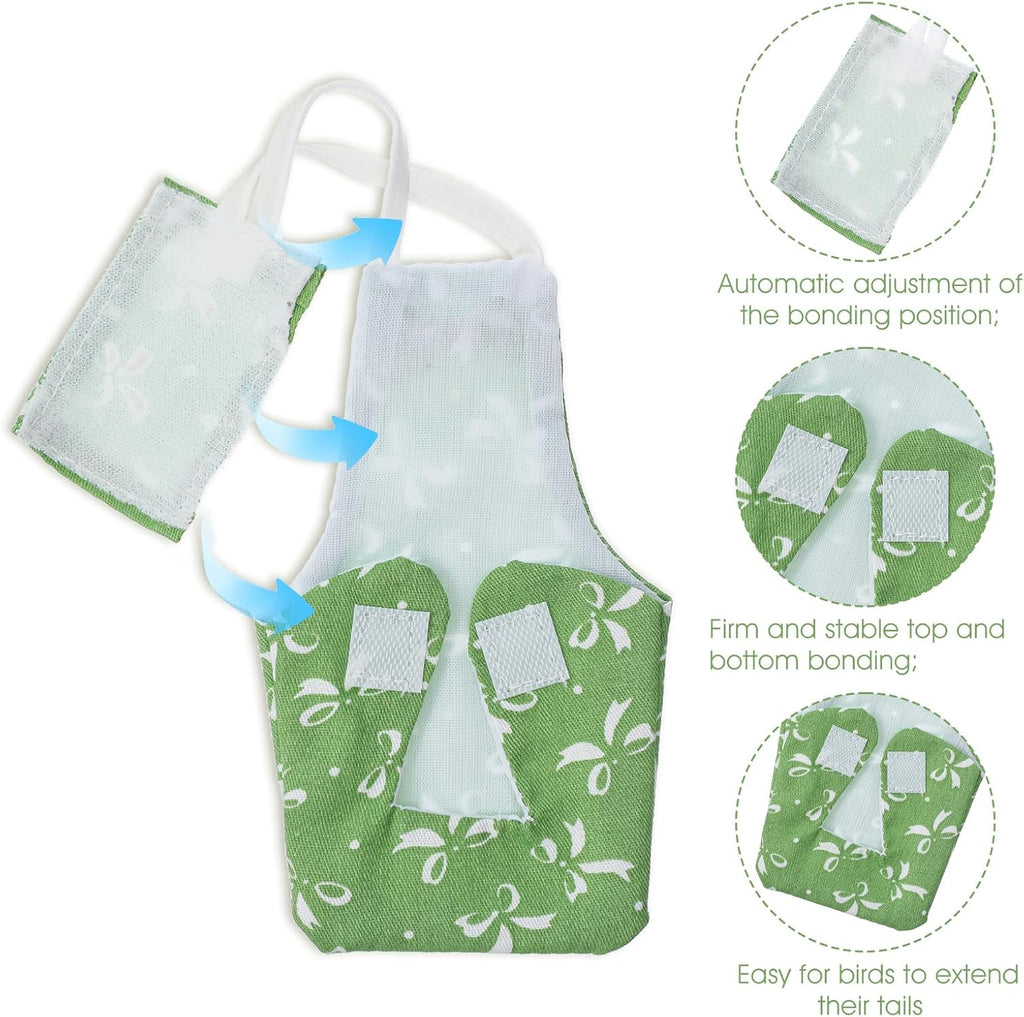 Pack of 4 HJZHII bird diapers displayed with colorful fruit designs.
