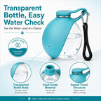 Vadeny ten ounce travel pet bottle with its attached premium carabiner clip and matching lanyard
