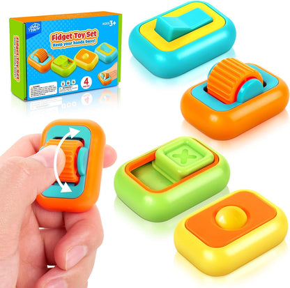 SMALL FISH sensory fidget toys four pack front view for anxiety relief