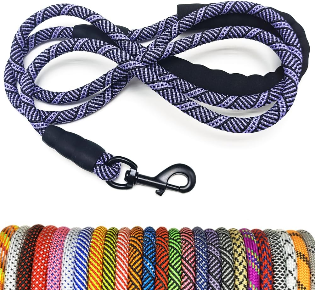 MayPaw Heavy Duty Rope Dog Leash, 3/6/8/10/12/15/20/30 FT Nylon Pet Leash, Soft Padded Handle Thick Lead Leashes for Large Medium Dogs (Blue Black, 1/2" * 8') - Image 9