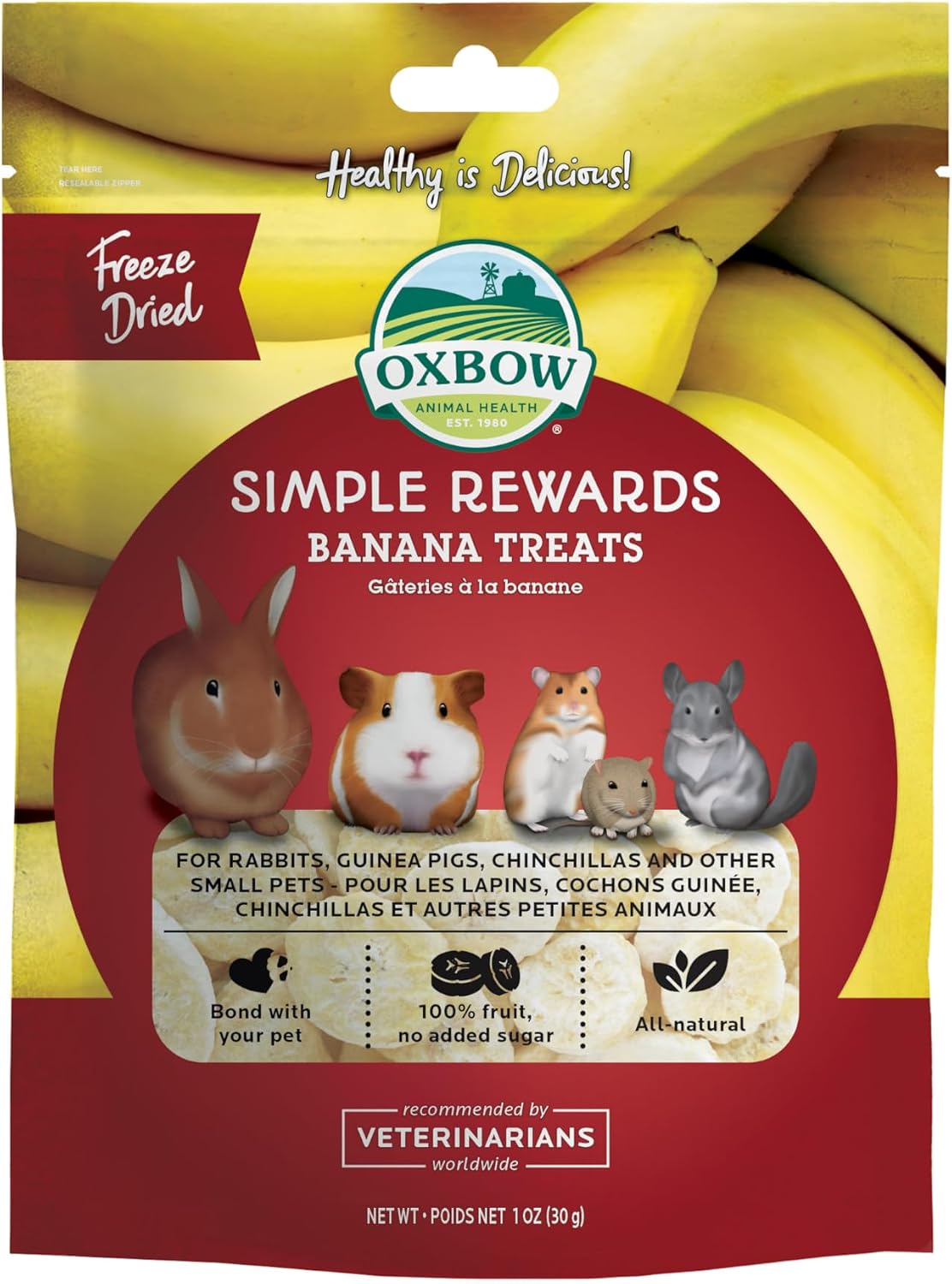 Oxbow Simple Rewards Apple Banana Treats, Timothy Hay Guinea Pig & Bunny Treats, Pet Snack, Made with Oxbow Guinea Pig Hay, Made in USA, Timothy for Rabbit, 3 oz Bag - Image 14