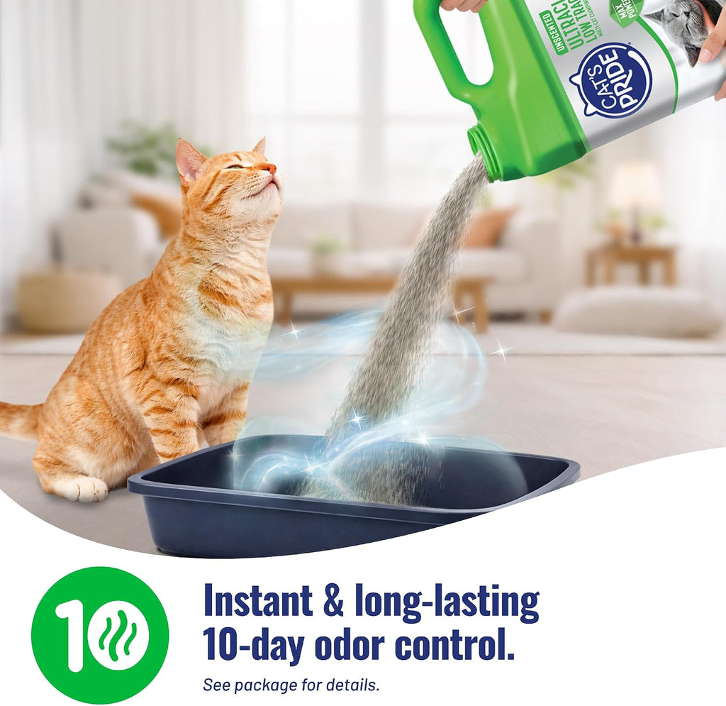 Cats Pride litter packaging showing 99 percent dust free
