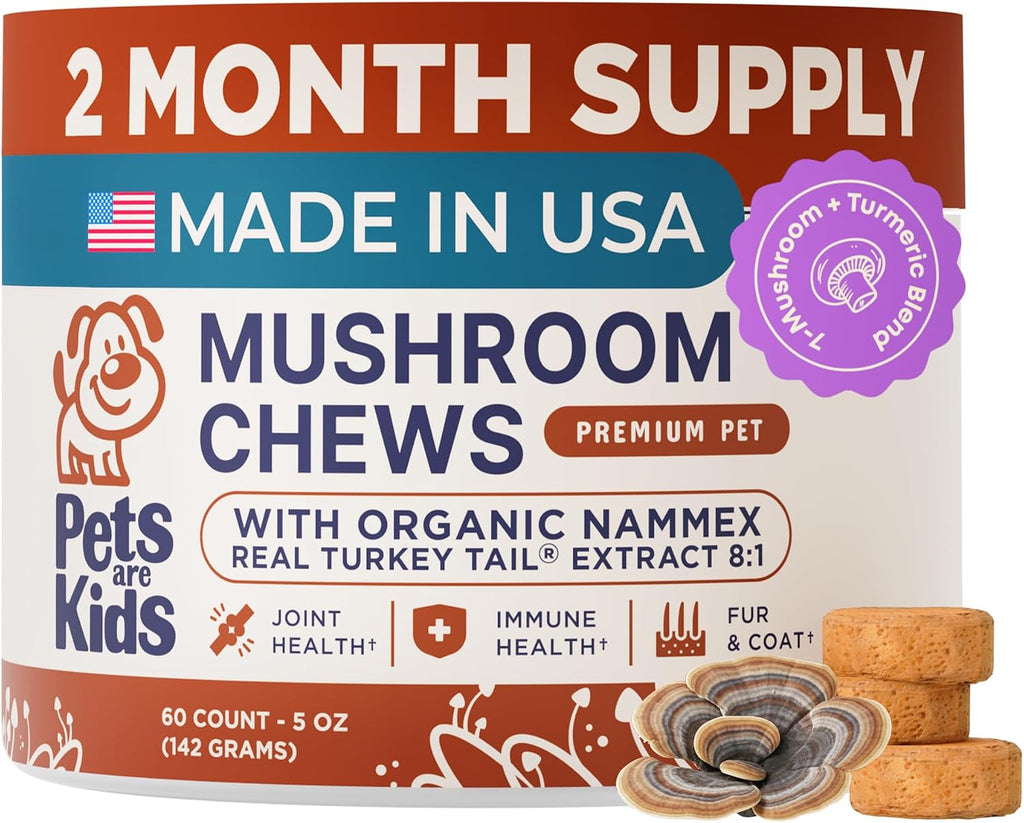 Pets are Kids Turkey Tail Mushroom for Dogs with Organic Real Turkey Tail(TM) - 8:1 Extract Mushroom Chews for Immune System Health, Gut, Skin & Joint Support - Reishi, Lion's Mane - 120 Chews - Image 10