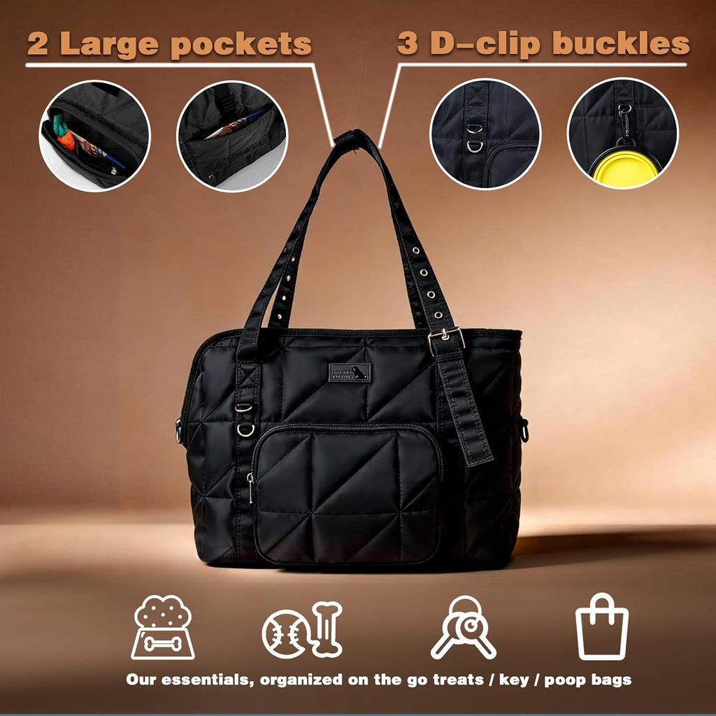 Interior view showing the safety leash clip in Senior Budday bag