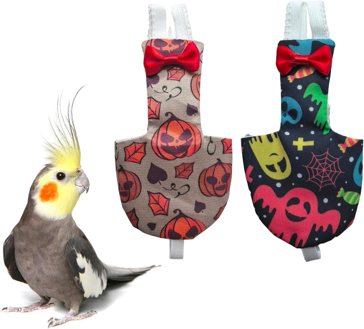 UKJENT Bird Diaper Protective Parrot Nappy 2 Pack, Reusable Flight Suit with Waterproof Inner Layer, Washable Cute Urine Wet Suit for Parrots(M) - Image 12