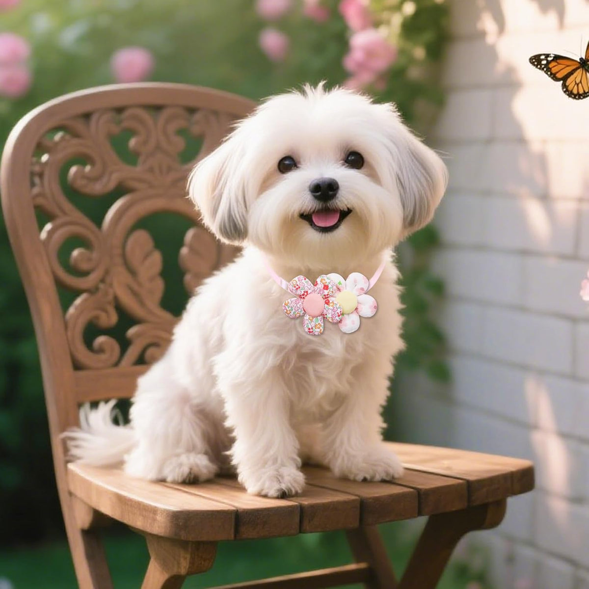 Close up view of the adjustable neck strap on the pet bow tie