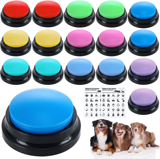 Jerify voice recordable dog buttons front view showing classic colors for pet speech training.