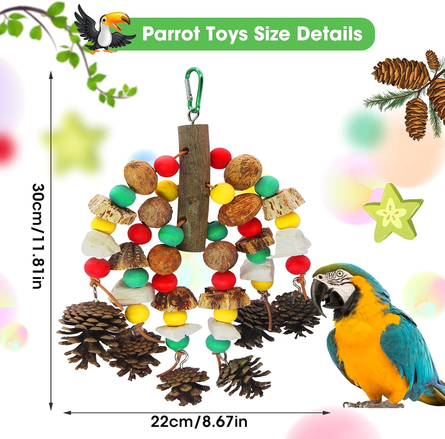 Sturdy metal attachment hook on the premium imported bird cage bite accessory