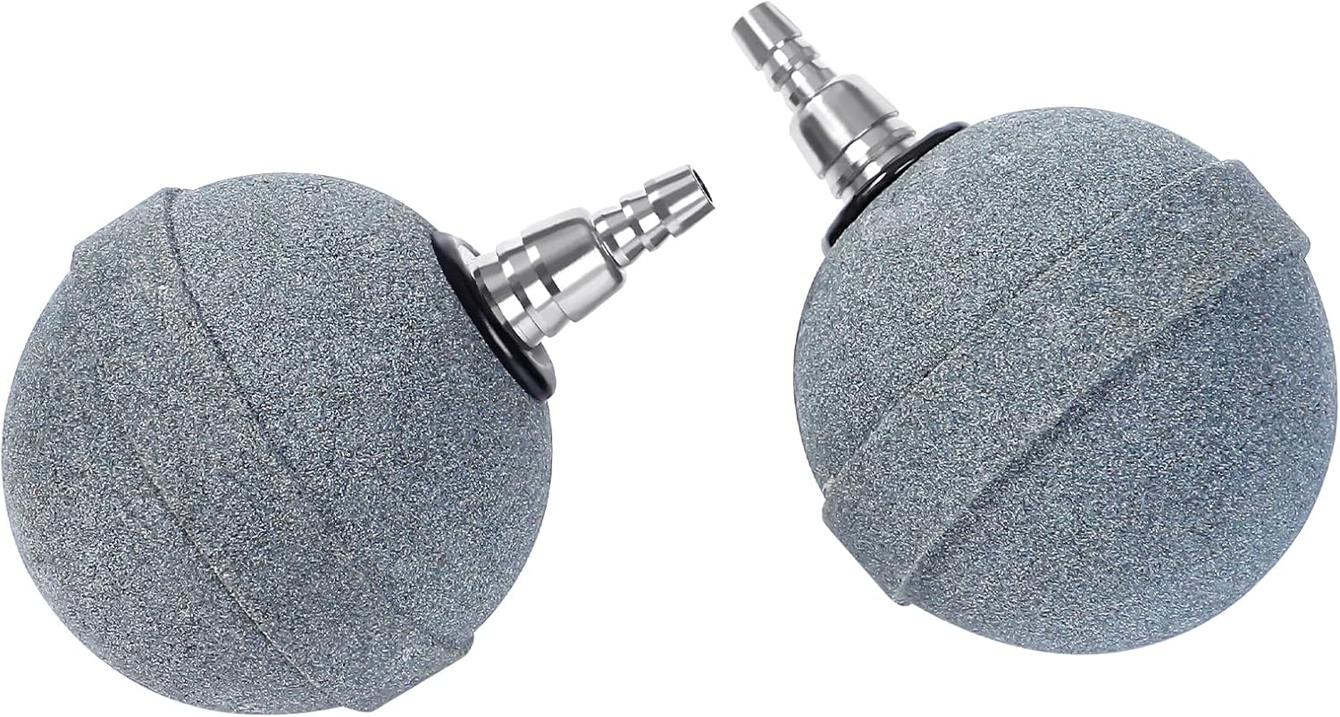 AQUANEAT pond air stone front view showing the premium grey two inch bubble ball diffuser.