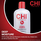 CHI for Dogs shampoo label showing oatmeal formula benefits