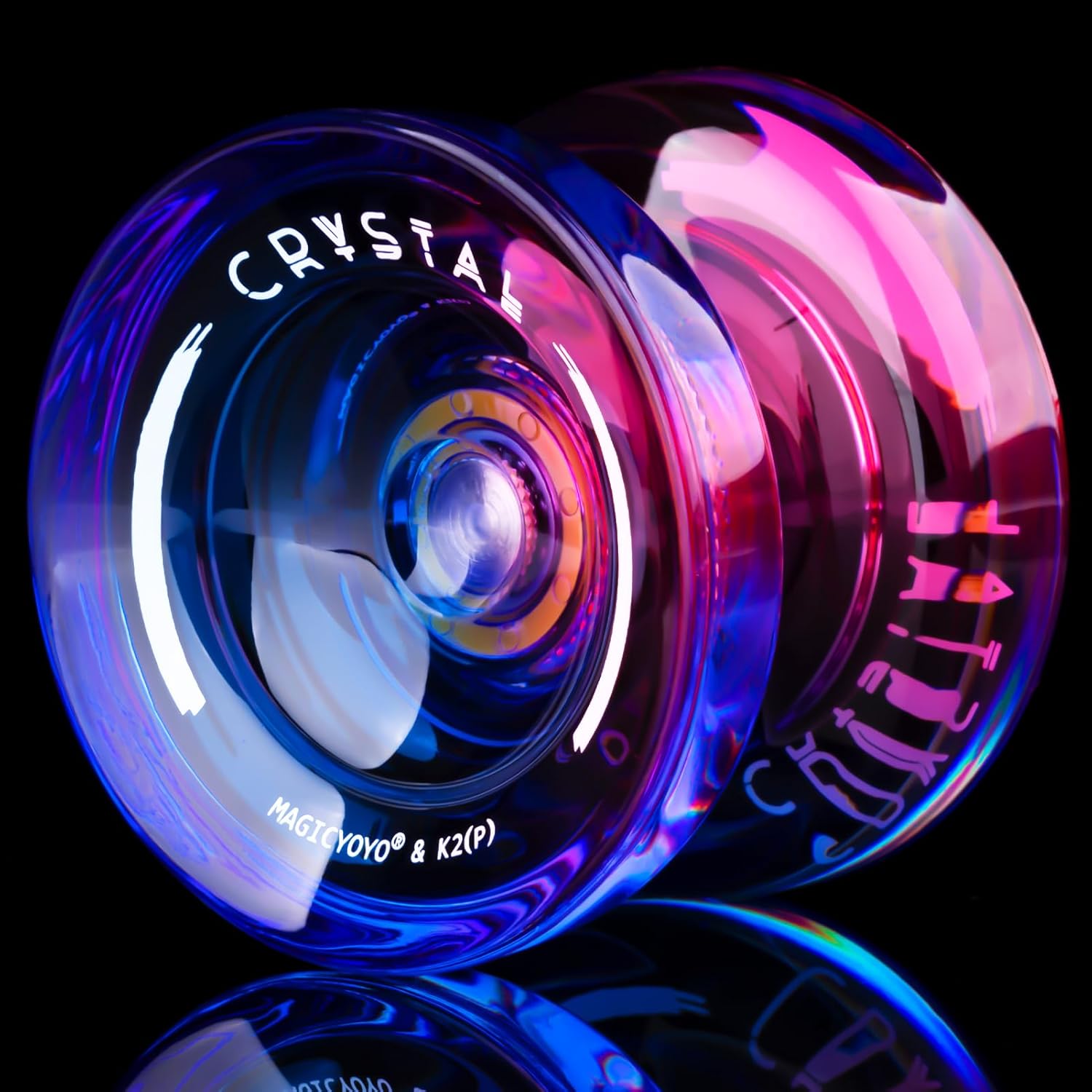 MAGICYOYO K2 Crystal responsive yoyo front view in pink purple gradient.